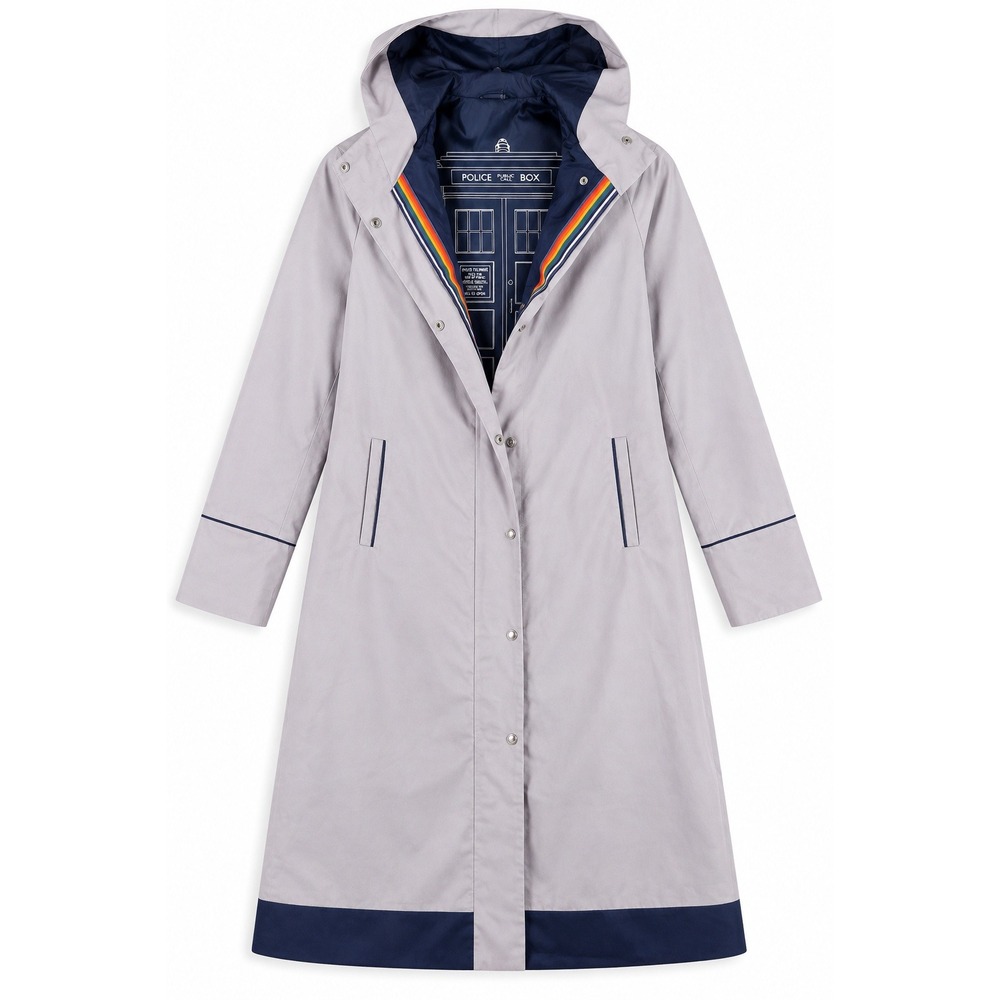 Her Universe Doctor Who 13th Doctor Trench Coat Womens SM Grey Cotton